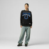Indianapolis Colts Women's Delineate Mineral Wash Crewneck Sweatshirt - Black - Mitchell & Ness