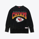 Kansas City Chiefs Women's Delineate Mineral Wash Crewneck Sweatshirt - Black - Mitchell & Ness