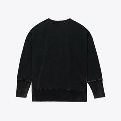 Detroit Lions Women's Delineate Mineral Wash Crewneck Sweatshirt - Black - Mitchell & Ness