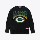 Green Bay Packers Women's Delineate Mineral Wash Crewneck Sweatshirt - Black - Mitchell & Ness