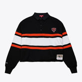 Chicago Bears Women's Cropped Long Sleeve Rugby Polo - Black - Mitchell & Ness