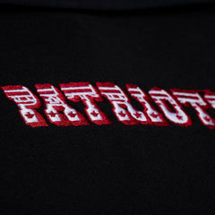 New England Patriots Women's Throwback Cropped Long Sleeve Rugby Polo - Black - Mitchell & Ness