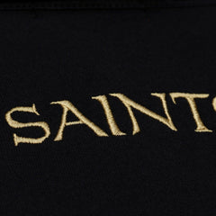 New Orleans Saints Women's Cropped Long Sleeve Rugby Polo - Black - Mitchell & Ness