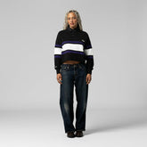 Baltimore Ravens Women's Cropped Long Sleeve Rugby Polo - Black - Mitchell & Ness