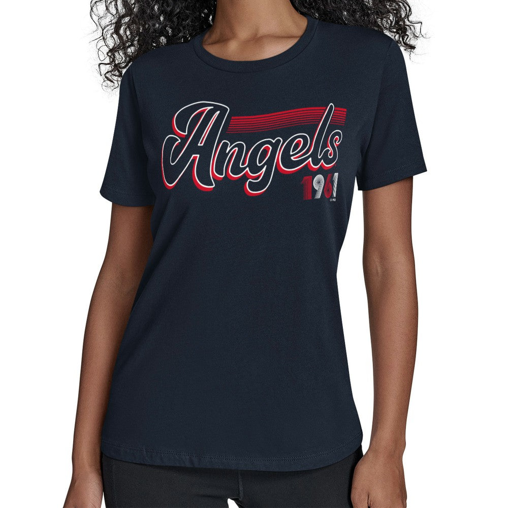 Los Angeles Angels Starter Women's Groovy Script Team Fitted T-Shirt Online