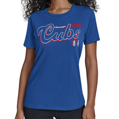 Chicago Cubs Starter Women's Groovy Script Team Fitted T-Shirt Discount