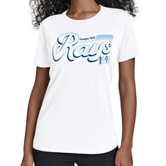 Tampa Bay Rays Starter Women's Groovy Script Team Fitted T-Shirt Outlet