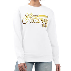 San Diego Padres Starter Women's Groovy Script Team Fleece Pullover Sweatshirt Near Me