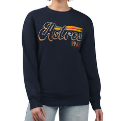 Houston Astros Starter Women's Groovy Script Team Fleece Pullover Sweatshirt Discount