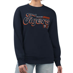 Detroit Tigers Starter Women's Groovy Script Team Fleece Pullover Sweatshirt Discount