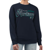 Seattle Mariners Starter Women's Groovy Script Team Fleece Pullover Sweatshirt Near Me