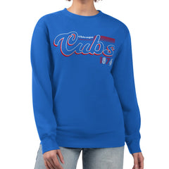 Chicago Cubs Starter Women's Groovy Script Team Fleece Pullover Sweatshirt Discount
