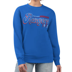 Texas Rangers Starter Women's Groovy Script Team Fleece Pullover Sweatshirt Outlet