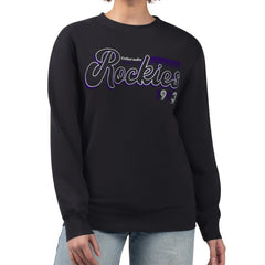 Colorado Rockies Starter Women's Groovy Script Team Fleece Pullover Sweatshirt Sale
