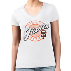 San Francisco Giants G-III 4Her by Carl Banks Women's Super-Slim Fit Lightweight Pinstripe Circle V-Neck T-Shirt Near Me