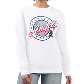 Los Angeles Angels G-III 4Her by Carl Banks Women's Pinstripe Circle Team Fleece Pullover Sweatshirt Outlet