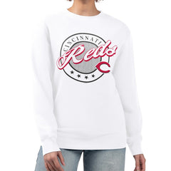Cincinnati Reds G-III 4Her by Carl Banks Women's Pinstripe Circle Team Fleece Pullover Sweatshirt Online