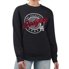 Los Angeles Dodgers G-III 4Her by Carl Banks Women's Pinstripe Circle Team Fleece Pullover Sweatshirt for sale
