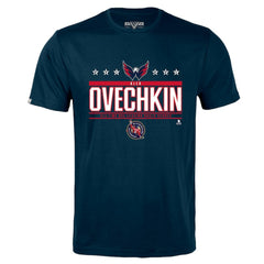 Alexander Ovechkin Washington Capitals Levelwear NHL All-Time Leading Goal Scorer Milestone Stars Name & Number Richmond T-Shirt - Navy | NHL near me