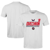 Alexander Ovechkin Washington Capitals Levelwear NHL All-Time Leading Goal Scorer Milestone Name & Number Richmond T-Shirt - White | NHL Lifestyle