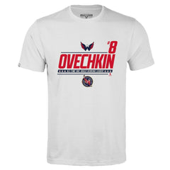 Alexander Ovechkin Washington Capitals Levelwear NHL All-Time Leading Goal Scorer Milestone Name & Number Richmond T-Shirt - White | NHL Lifestyle