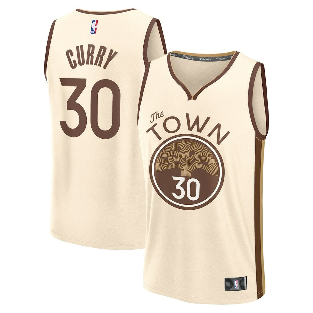 Fanatics Stephen Curry Golden State Warriors Youth 2025/26 City Edition Fast Break Jersey Tan