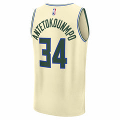 Fanatics Giannis Antetokounmpo Milwaukee Bucks Youth 2025/26 City Edition Fast Break Jersey Cream