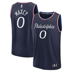 Fanatics Tyrese Maxey Philadelphia 76ers Youth 2025/26 City Edition Fast Break Jersey Navy