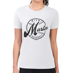 Miami Marlins G-III 4Her by Carl Banks Women's Super-Slim Fit Lightweight Distressed Baseball Team T-Shirt for sale