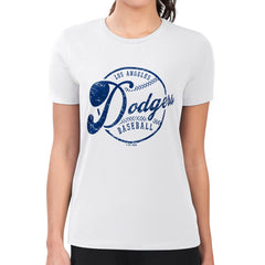 Los Angeles Dodgers G-III 4Her by Carl Banks Women's Super-Slim Fit Lightweight Distressed Baseball Team T-Shirt Discount