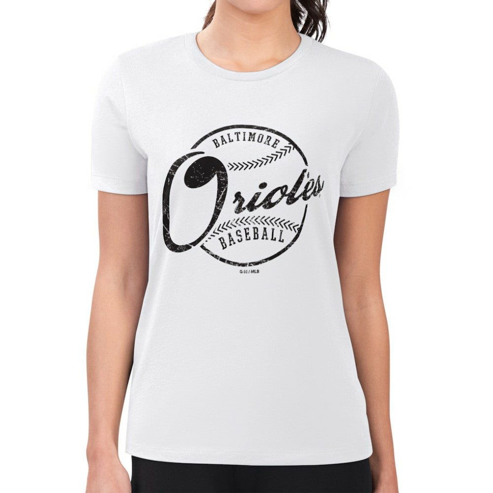 Baltimore Orioles G-III 4Her by Carl Banks Women's Super-Slim Fit Lightweight Distressed Baseball Team T-Shirt for sale