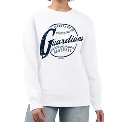 Cleveland Guardians G-III 4Her by Carl Banks Women's Distressed Baseball Team Fleece Pullover Sweatshirt Outlet