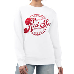 Boston Red Sox G-III 4Her by Carl Banks Women's Distressed Baseball Team Fleece Pullover Sweatshirt Near Me