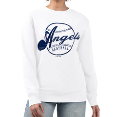 Los Angeles Angels G-III 4Her by Carl Banks Women's Distressed Baseball Team Fleece Pullover Sweatshirt Online