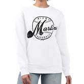 Miami Marlins G-III 4Her by Carl Banks Women's Distressed Baseball Team Fleece Pullover Sweatshirt Discount