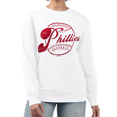 Philadelphia Phillies G-III 4Her by Carl Banks Women's Distressed Baseball Team Fleece Pullover Sweatshirt Online