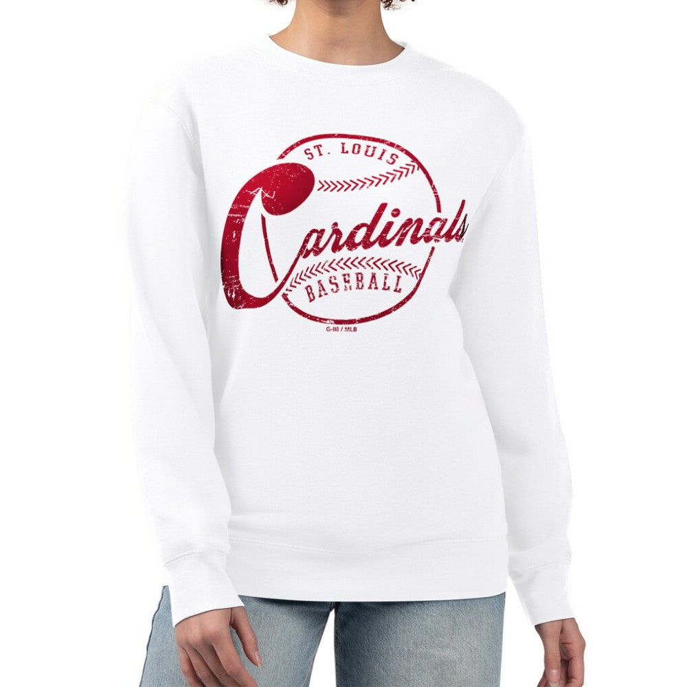 St. Louis Cardinals G-III 4Her by Carl Banks Women's Distressed Baseball Team Fleece Pullover Sweatshirt Near Me