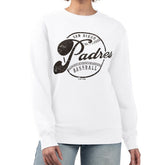 San Diego Padres G-III 4Her by Carl Banks Women's Distressed Baseball Team Fleece Pullover Sweatshirt Sale