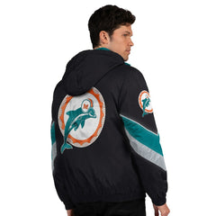 Miami Dolphins Starter Thursday Night Gridiron Vintage Logo Full-Zip Hoodie - Black - NFL
