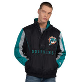 Miami Dolphins Starter Thursday Night Gridiron Vintage Logo Half-Zip Jacket - Black - NFL
