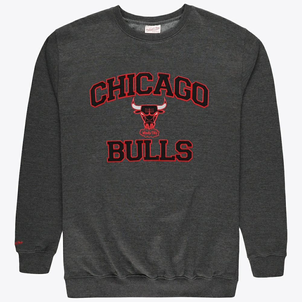 Mitchell & Ness Chicago Bulls Hardwood Classics Big & Tall Crewneck Sweatshirt Heather Charcoal