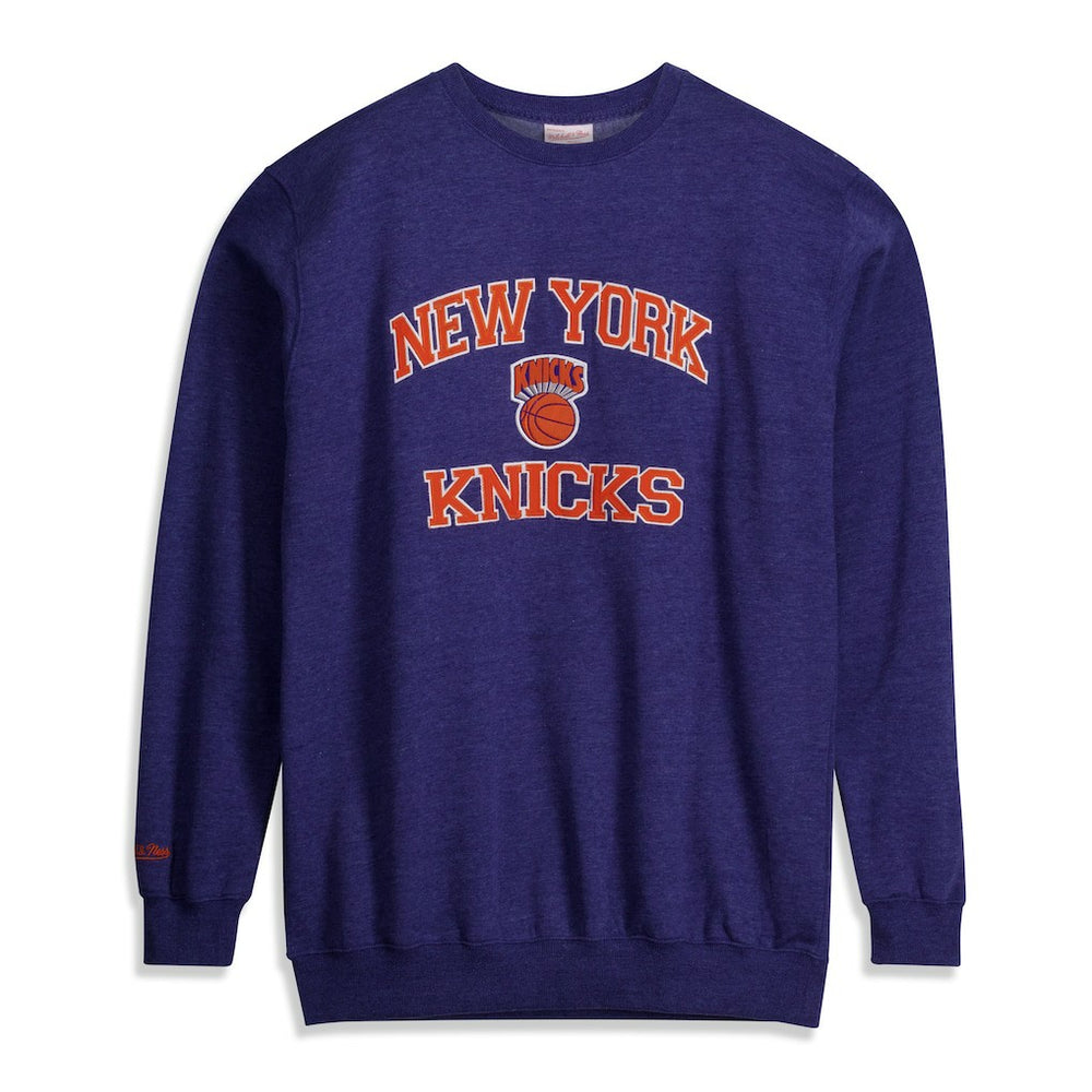 Mitchell & Ness New York Knicks Hardwood Classics Big & Tall Crewneck Sweatshirt Heather Blue