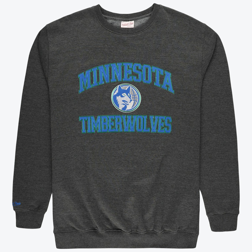 Mitchell & Ness Minnesota Timberwolves Hardwood Classics Big & Tall Crewneck Sweatshirt Heather Charcoal