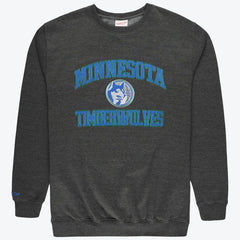 Mitchell & Ness Minnesota Timberwolves Hardwood Classics Big & Tall Crewneck Sweatshirt Heather Charcoal