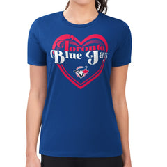 Toronto Blue Jays G-III 4Her by Carl Banks Women's Super-Slim Fit Lightweight Double Heart T-Shirt Discount