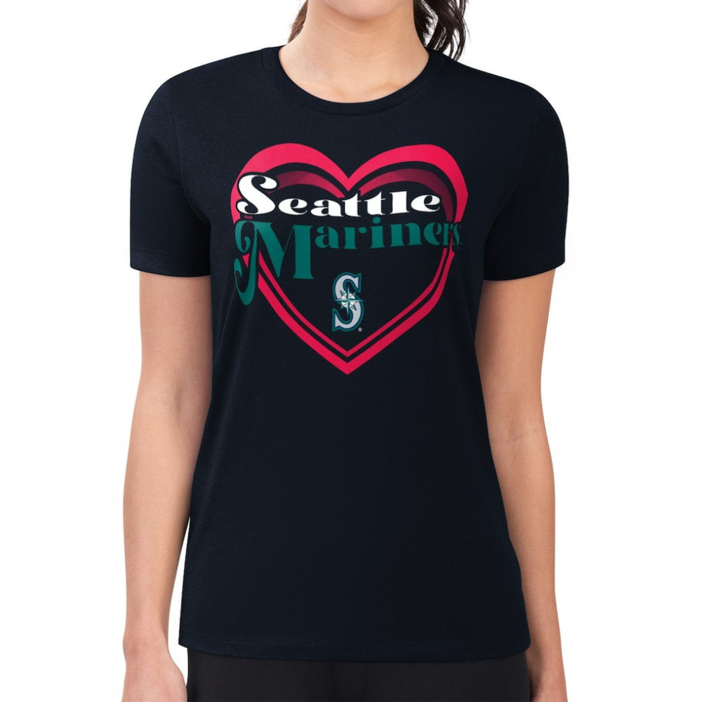 Seattle Mariners G-III 4Her by Carl Banks Women's Super-Slim Fit Lightweight Double Heart T-Shirt Near Me