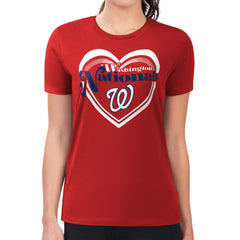 Washington Nationals G-III 4Her by Carl Banks Women's Super-Slim Fit Lightweight Double Heart T-Shirt for sale