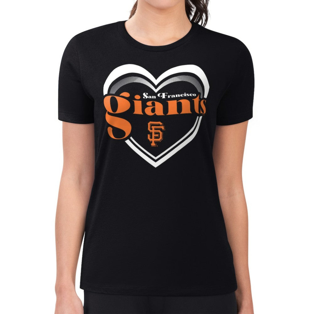 San Francisco Giants G-III 4Her by Carl Banks Women's Super-Slim Fit Lightweight Double Heart T-Shirt Sale