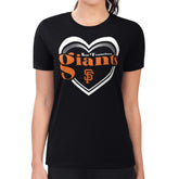 San Francisco Giants G-III 4Her by Carl Banks Women's Super-Slim Fit Lightweight Double Heart T-Shirt Sale