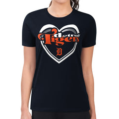 Detroit Tigers G-III 4Her by Carl Banks Women's Super-Slim Fit Lightweight Double Heart T-Shirt for sale